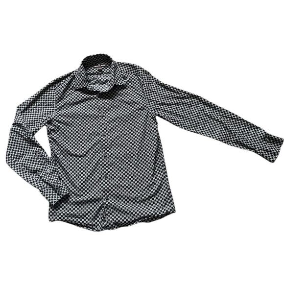Michael Kors Mens/Teen AOP Logo Print Button Down Shirt Slim Fit Medium Classic - Picture 1 of 5